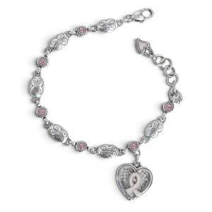 Brighton POP Power of Pink Heart Charm Bracelet Breast Cancer Awareness Retired